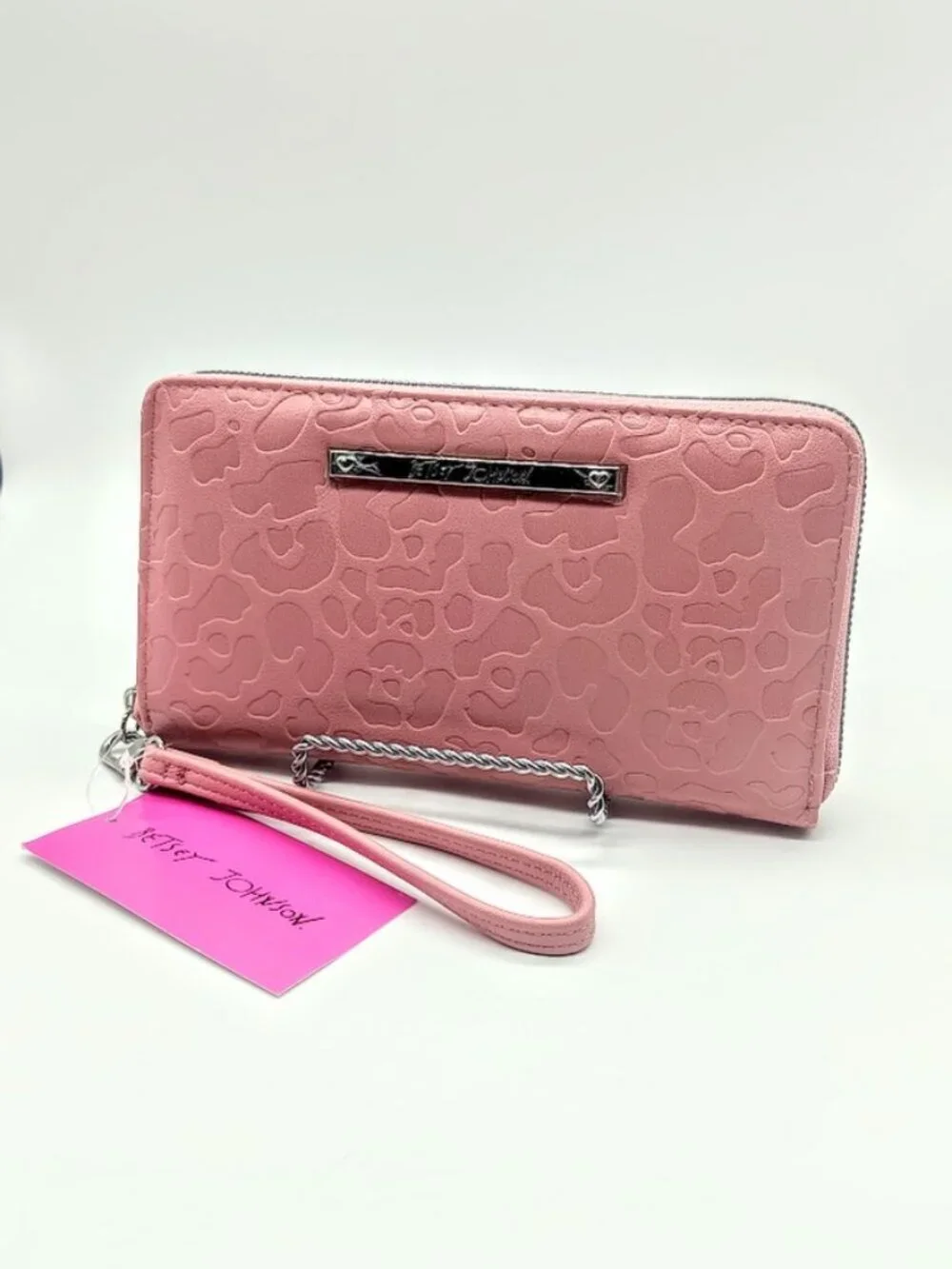 Betsey Johnson Pink Leopard Unboxed Zip Around Wallet NWT